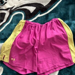 Under Armour Women's Pink and Yellow Shorts